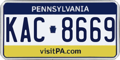 PA license plate KAC8669