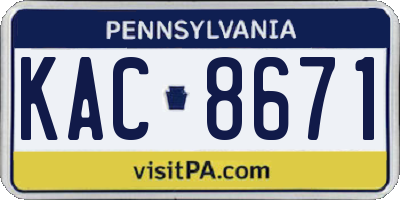 PA license plate KAC8671