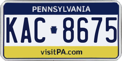 PA license plate KAC8675