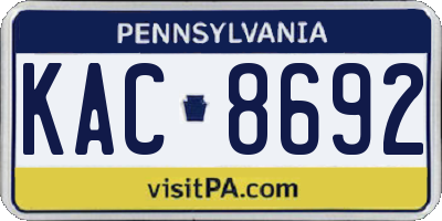 PA license plate KAC8692