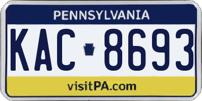 PA license plate KAC8693