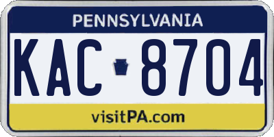 PA license plate KAC8704