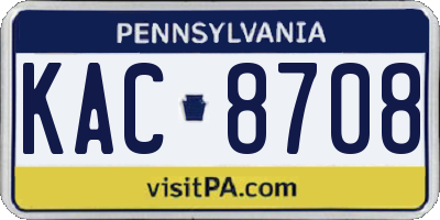 PA license plate KAC8708
