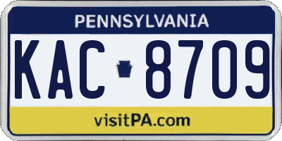PA license plate KAC8709