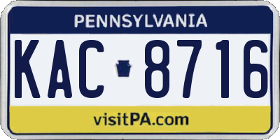 PA license plate KAC8716