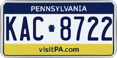 PA license plate KAC8722