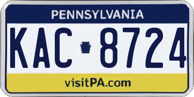 PA license plate KAC8724