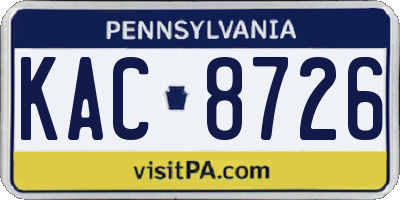 PA license plate KAC8726