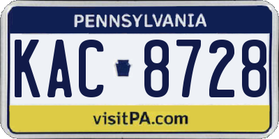 PA license plate KAC8728