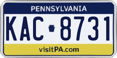 PA license plate KAC8731