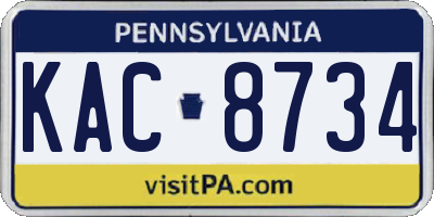 PA license plate KAC8734