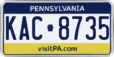 PA license plate KAC8735