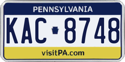 PA license plate KAC8748
