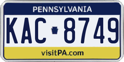 PA license plate KAC8749