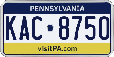 PA license plate KAC8750
