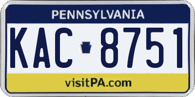 PA license plate KAC8751