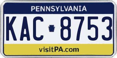 PA license plate KAC8753