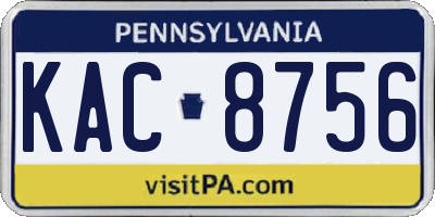 PA license plate KAC8756