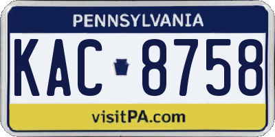 PA license plate KAC8758