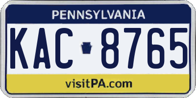 PA license plate KAC8765