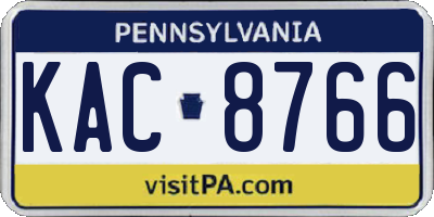 PA license plate KAC8766