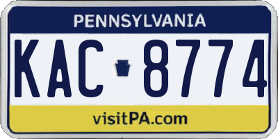 PA license plate KAC8774
