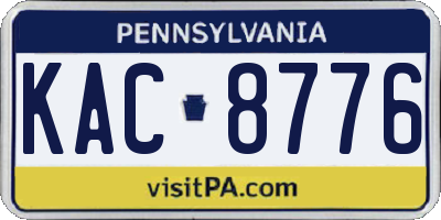 PA license plate KAC8776