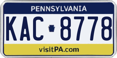 PA license plate KAC8778
