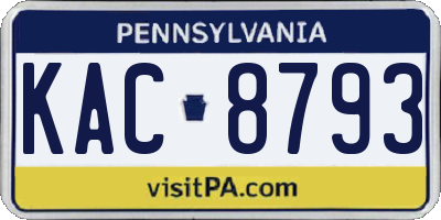 PA license plate KAC8793