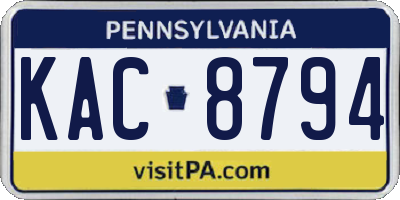 PA license plate KAC8794