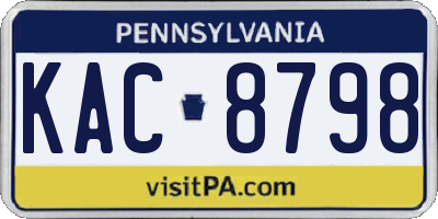 PA license plate KAC8798