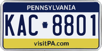 PA license plate KAC8801
