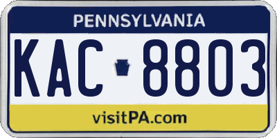 PA license plate KAC8803