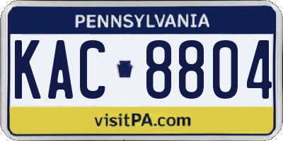 PA license plate KAC8804