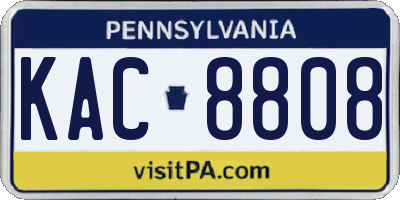 PA license plate KAC8808