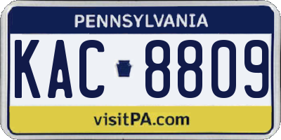 PA license plate KAC8809