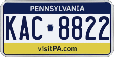 PA license plate KAC8822