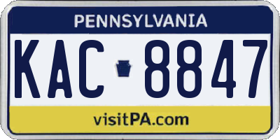 PA license plate KAC8847