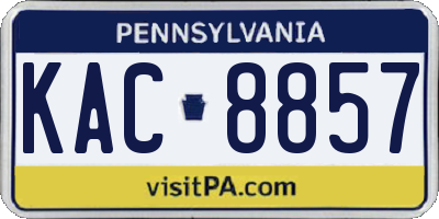 PA license plate KAC8857