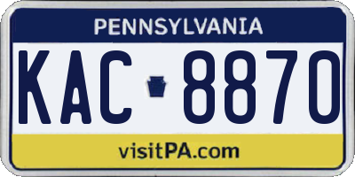 PA license plate KAC8870