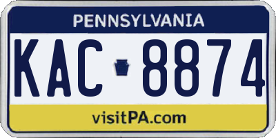 PA license plate KAC8874