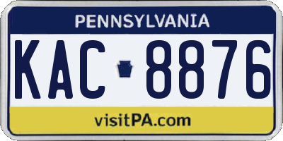 PA license plate KAC8876