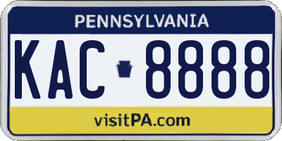 PA license plate KAC8888