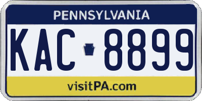 PA license plate KAC8899