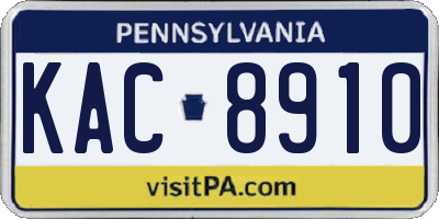 PA license plate KAC8910