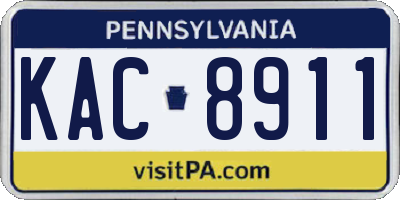 PA license plate KAC8911