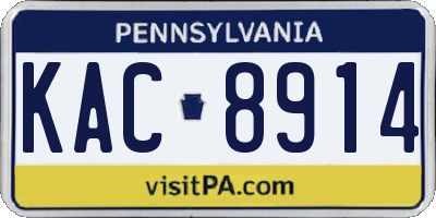 PA license plate KAC8914