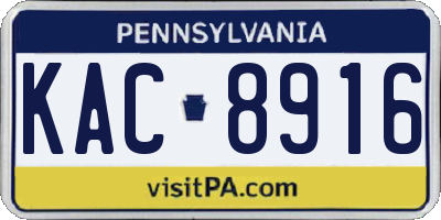 PA license plate KAC8916