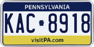 PA license plate KAC8918
