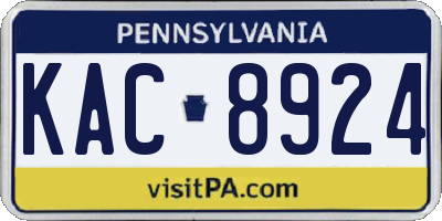 PA license plate KAC8924